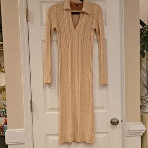 Monrow Cream Long Sleeve Cable Knit Dress EUC Size S